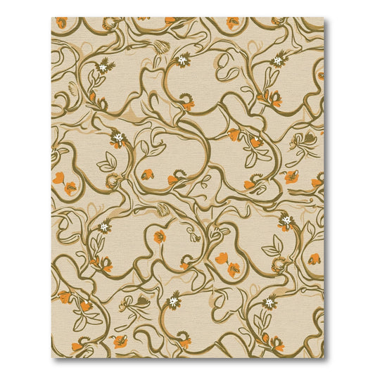 Organic Beige Floral Swirl Rug
