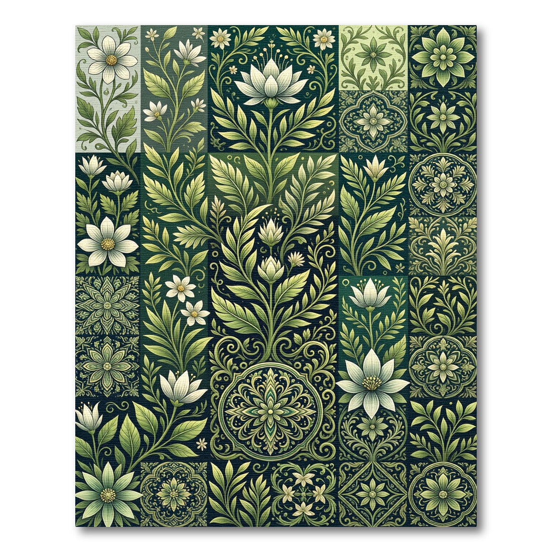 Emerald Garden Floral Medallion Tapestry Rug