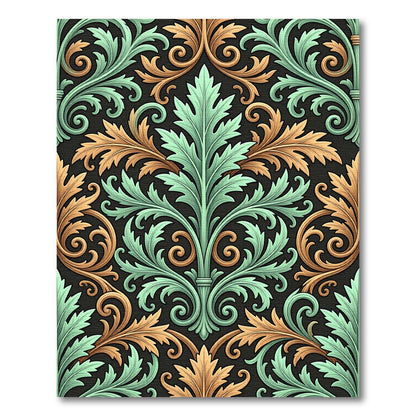 Baroque Sage and Ochre Acanthus Scroll Rug