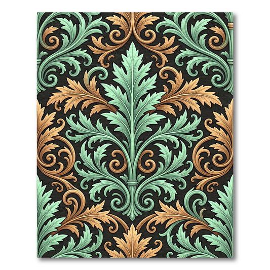 Baroque Sage and Ochre Acanthus Scroll Rug