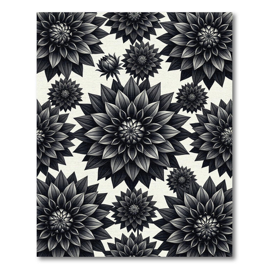 Monochromatic Dahlia Garden Arrangement Rug