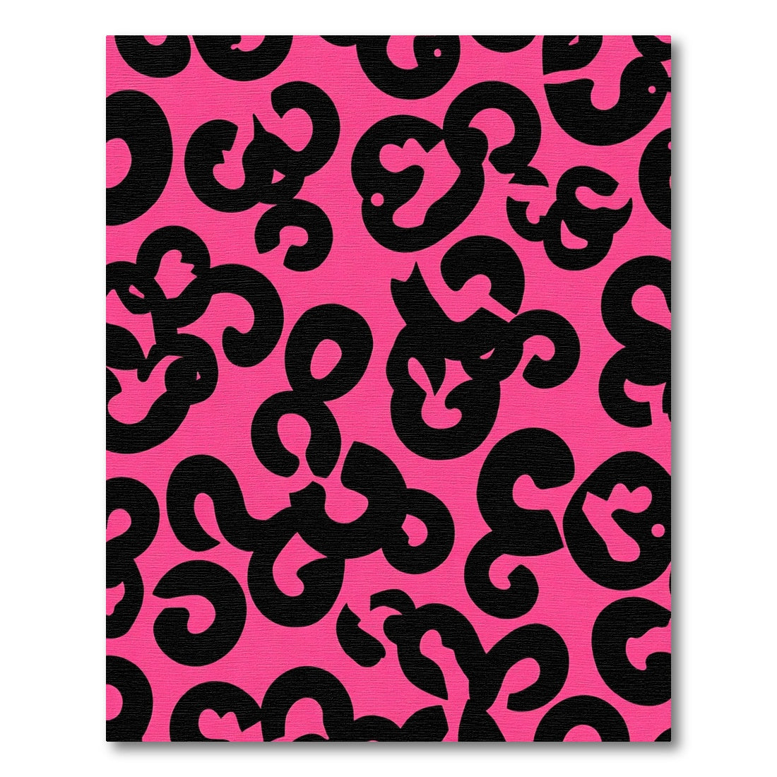 Hot Pink Black Abstract Swirls Rug