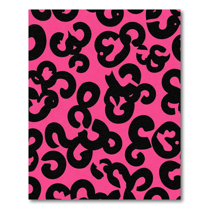 Hot Pink Black Abstract Swirls Rug