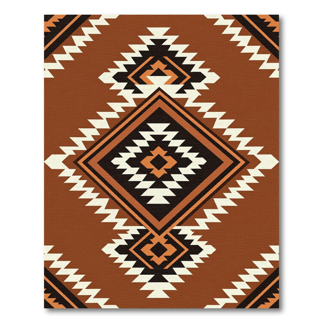 Earthy Southwestern Terracotta Geometric Diamond Rug