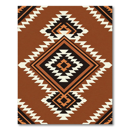 Earthy Southwestern Terracotta Geometric Diamond Rug