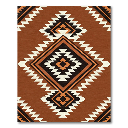 Earthy Southwestern Terracotta Geometric Diamond Rug