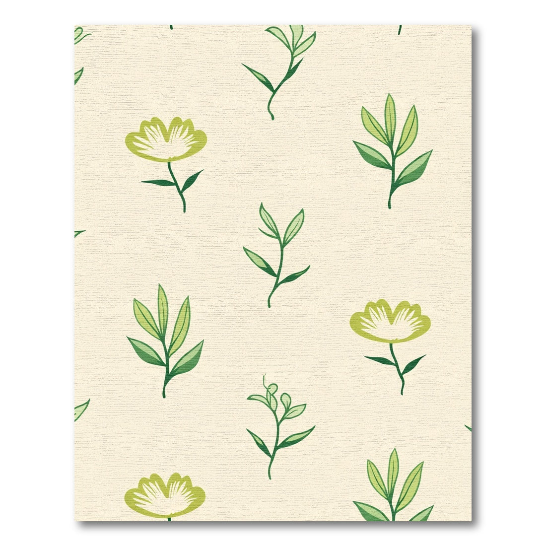 Green Leafy Floral Botanical Arrangement Rug