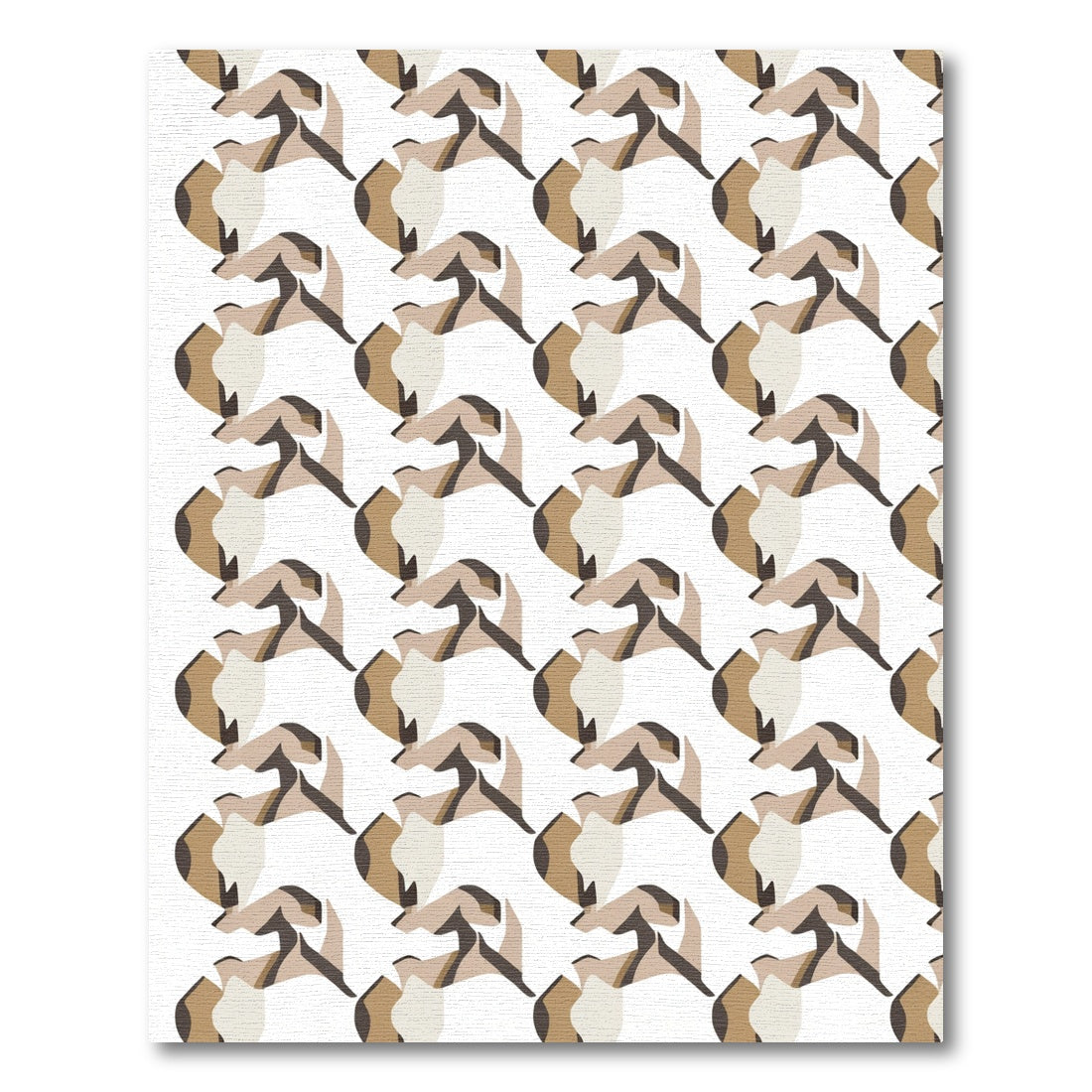 Abstract Geometric Ochre Forms Rug
