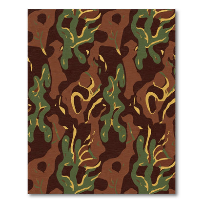 Earthy Camouflage Abstract Woodland Shapes Rug