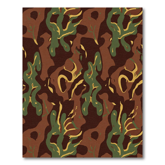 Earthy Camouflage Abstract Woodland Shapes Rug