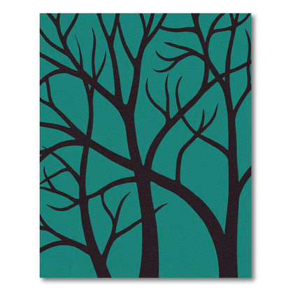 Dark Teal Branch silhouette Art Rug