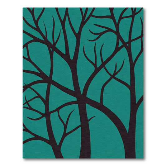 Dark Teal Branch silhouette Art Rug