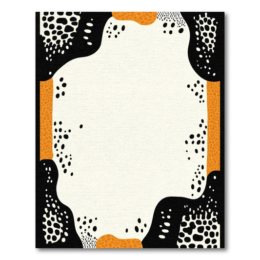 Abstract Ochre Black Dot Collage Rug