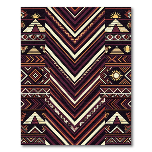 Ancient Aztec Chevron Sun Earthy Area Rug