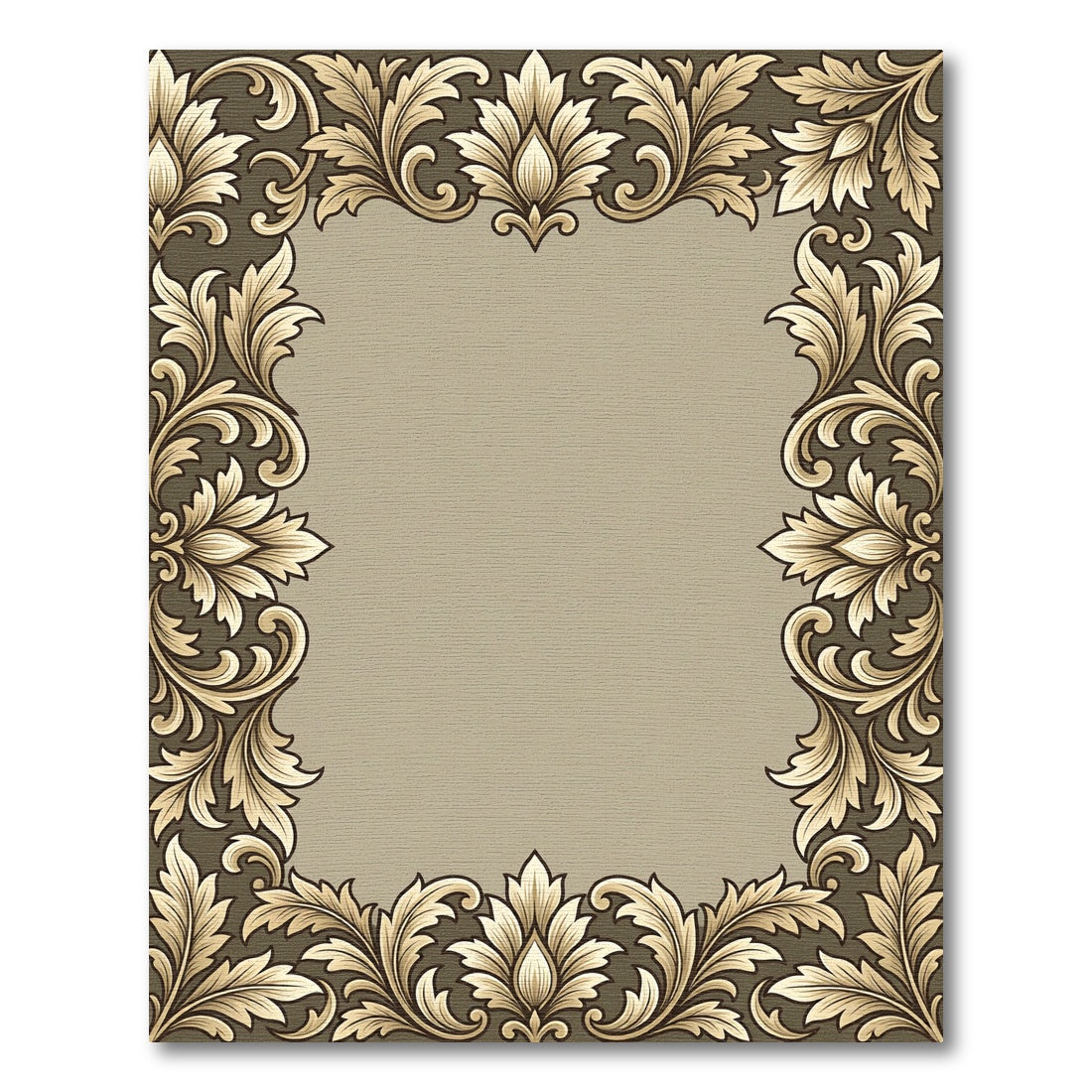 Ornate Gold Leaf Scroll Border Rug