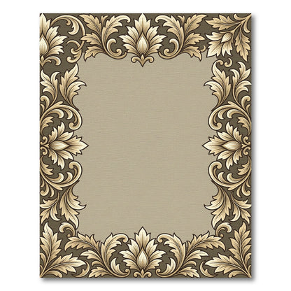 Ornate Gold Leaf Scroll Border Rug