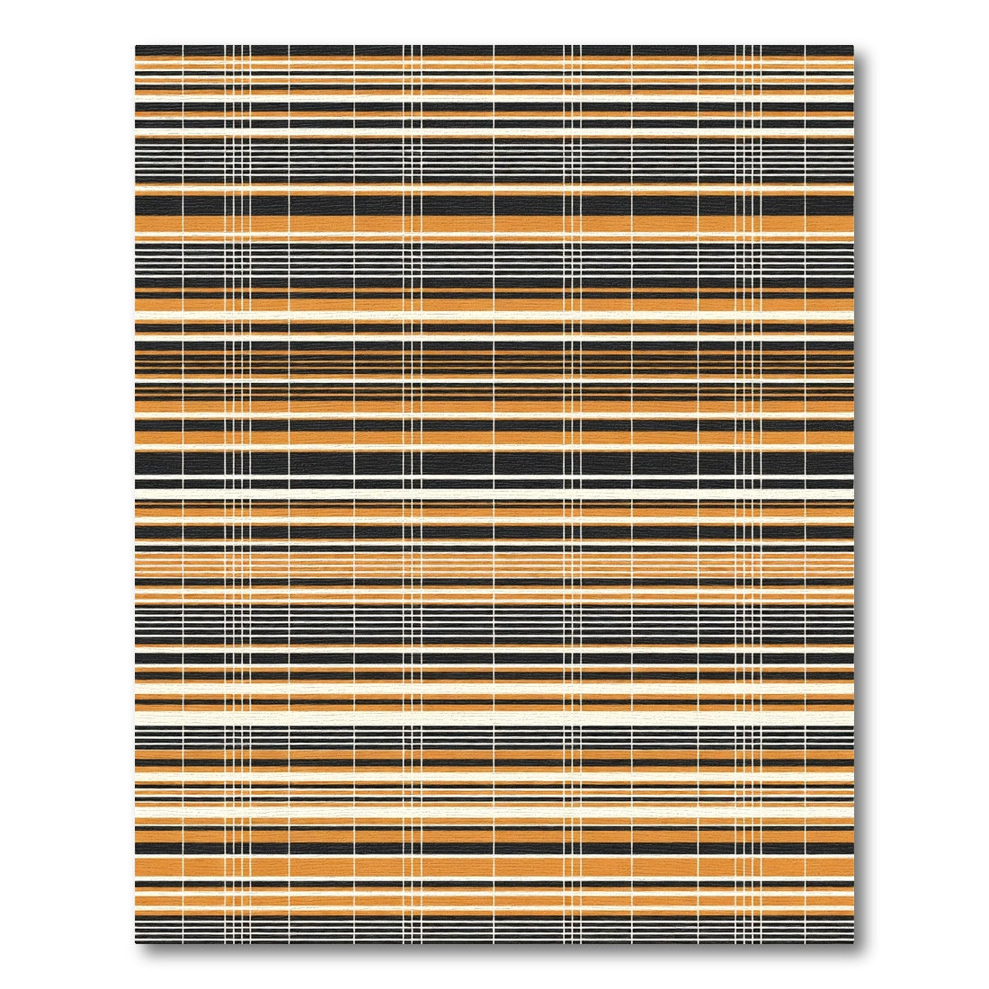 Orange Black White Stripe Grid Rug