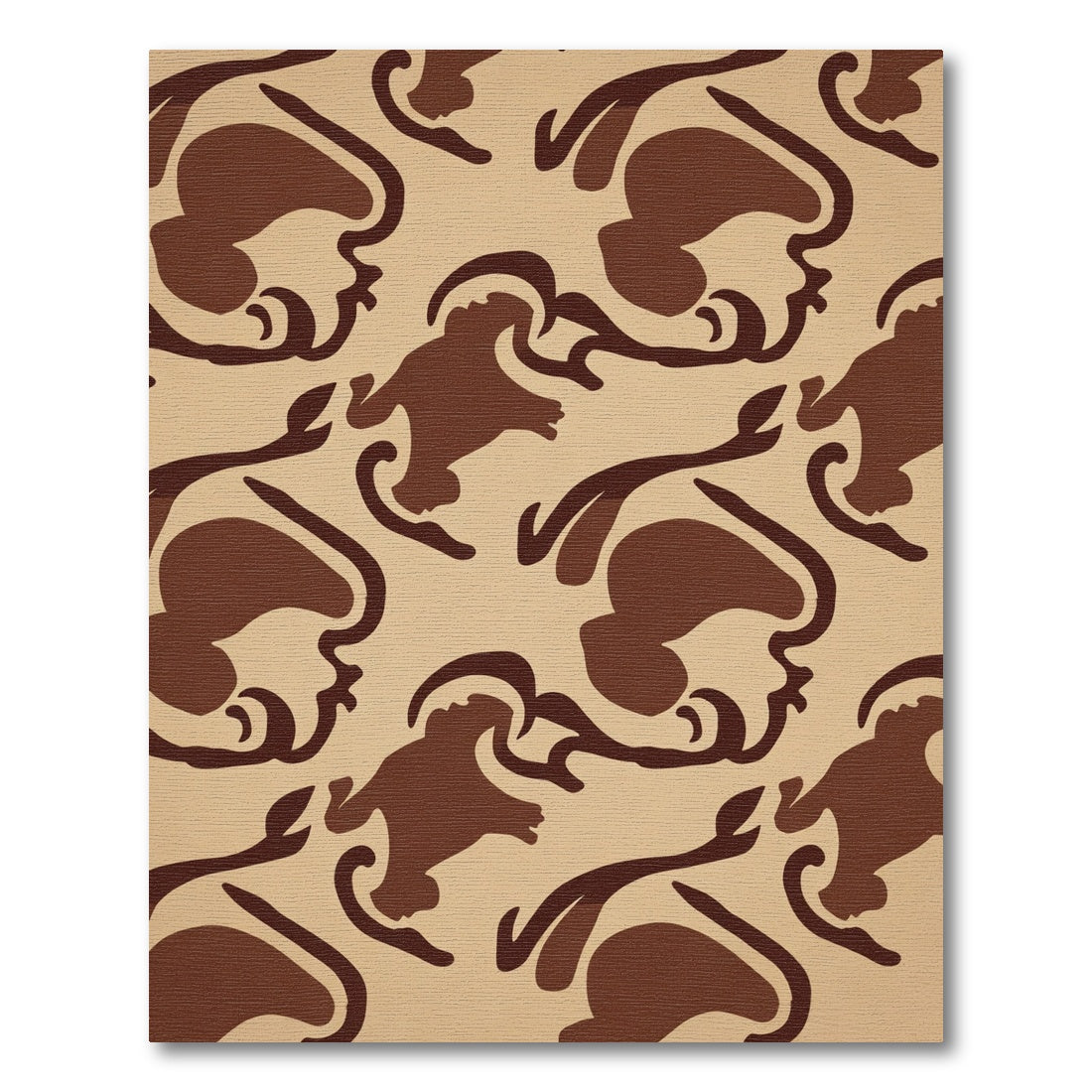 Brown Swirls and Figures Repeating Rug