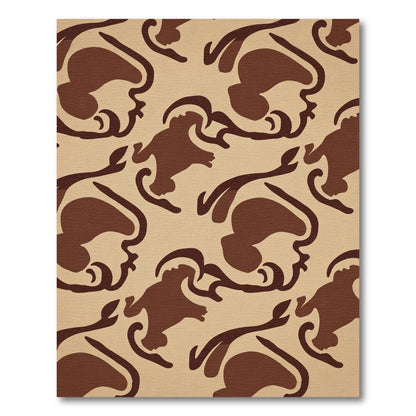 Brown Swirls and Figures Repeating Rug