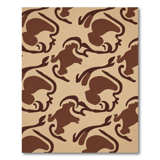Brown Swirls and Figures Repeating Rug