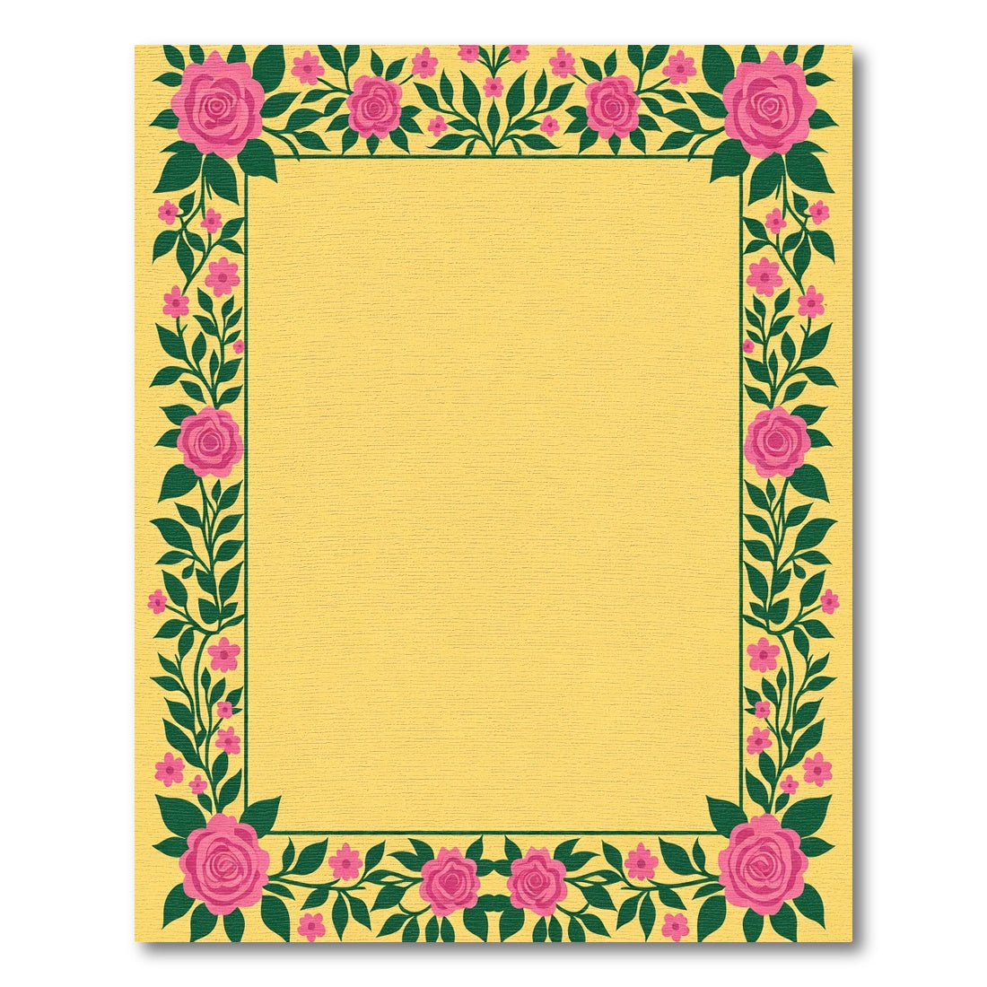 Vibrant Pink Rose Garden Frame Rug