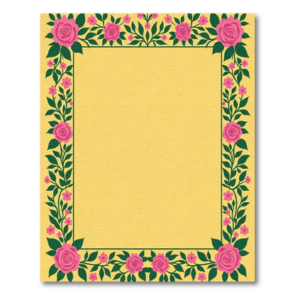 Vibrant Pink Rose Garden Frame Rug