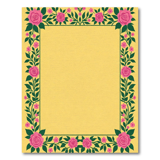 Vibrant Pink Rose Garden Frame Rug