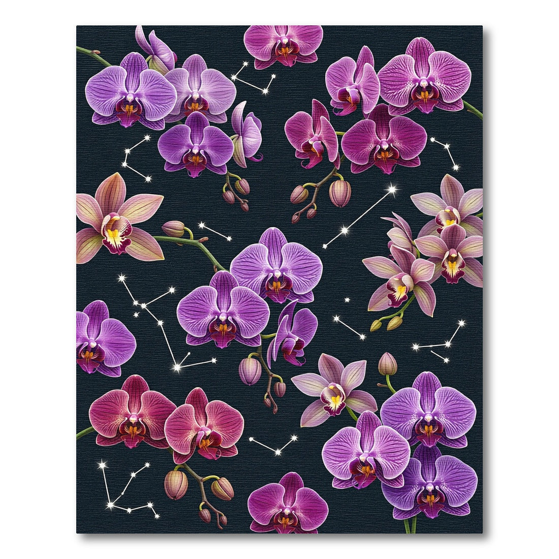 Celestial Purple Orchid Constellation Art Rug