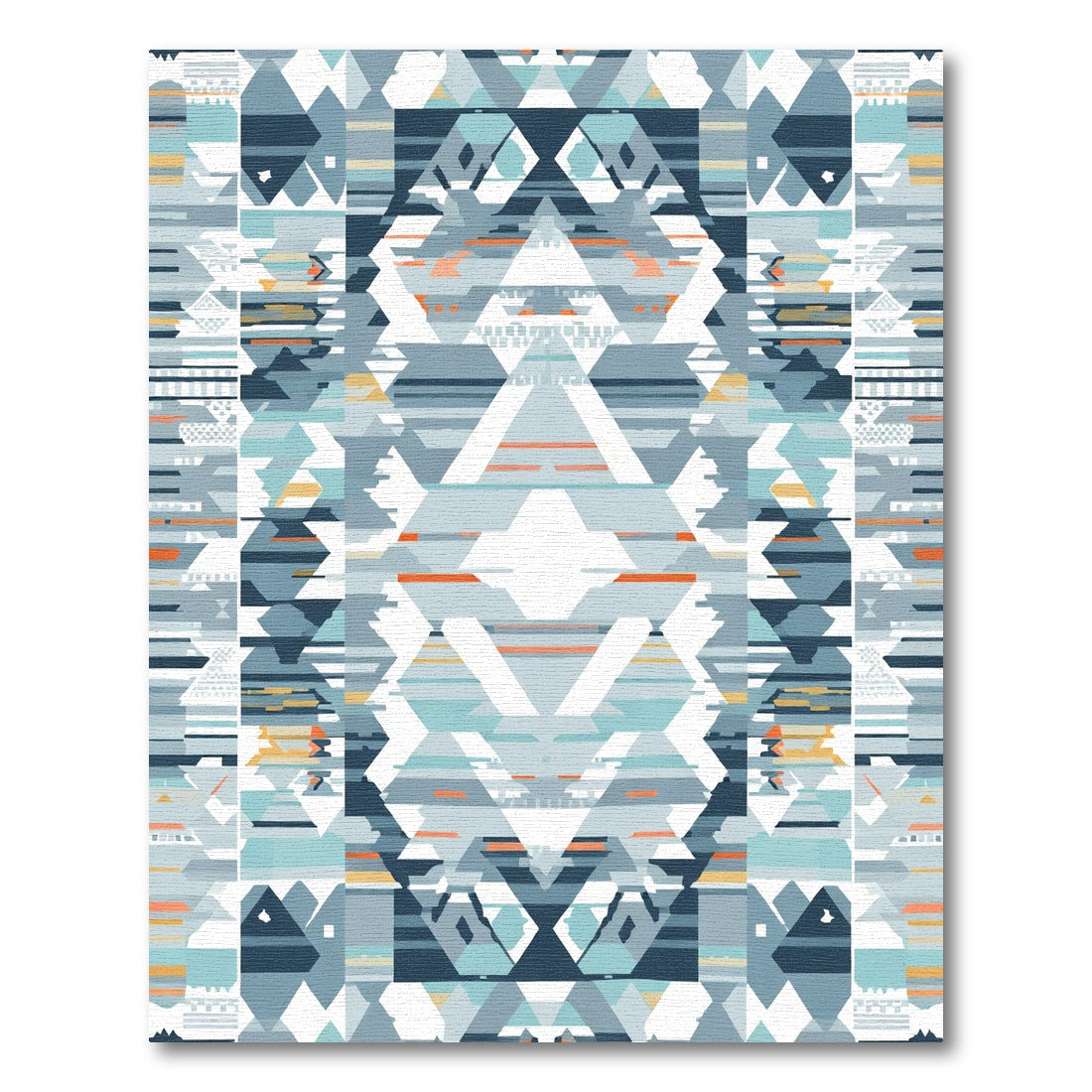 Geometric Teal Orange Tribal Summit Rug