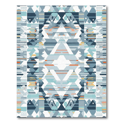 Geometric Teal Orange Tribal Summit Rug