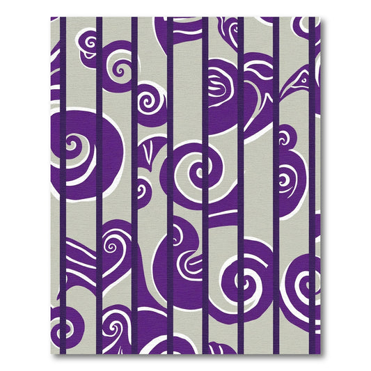 Purple Swirl Lines Gray Rug