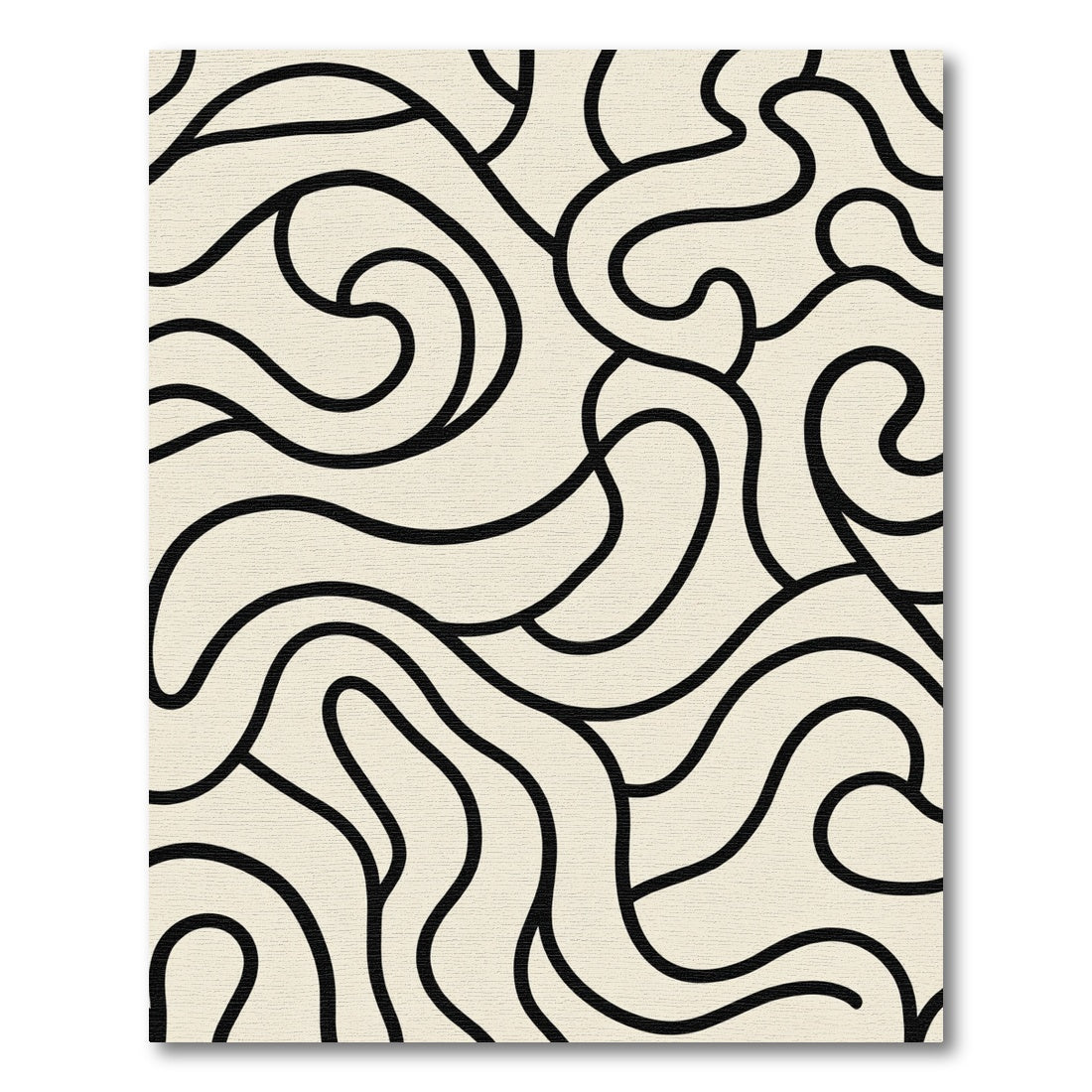 Cream Black Intertwined Swirls Rug