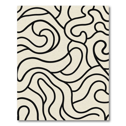 Cream Black Intertwined Swirls Rug
