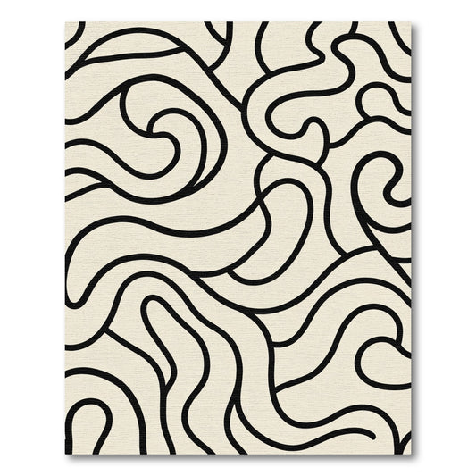 Cream Black Intertwined Swirls Rug