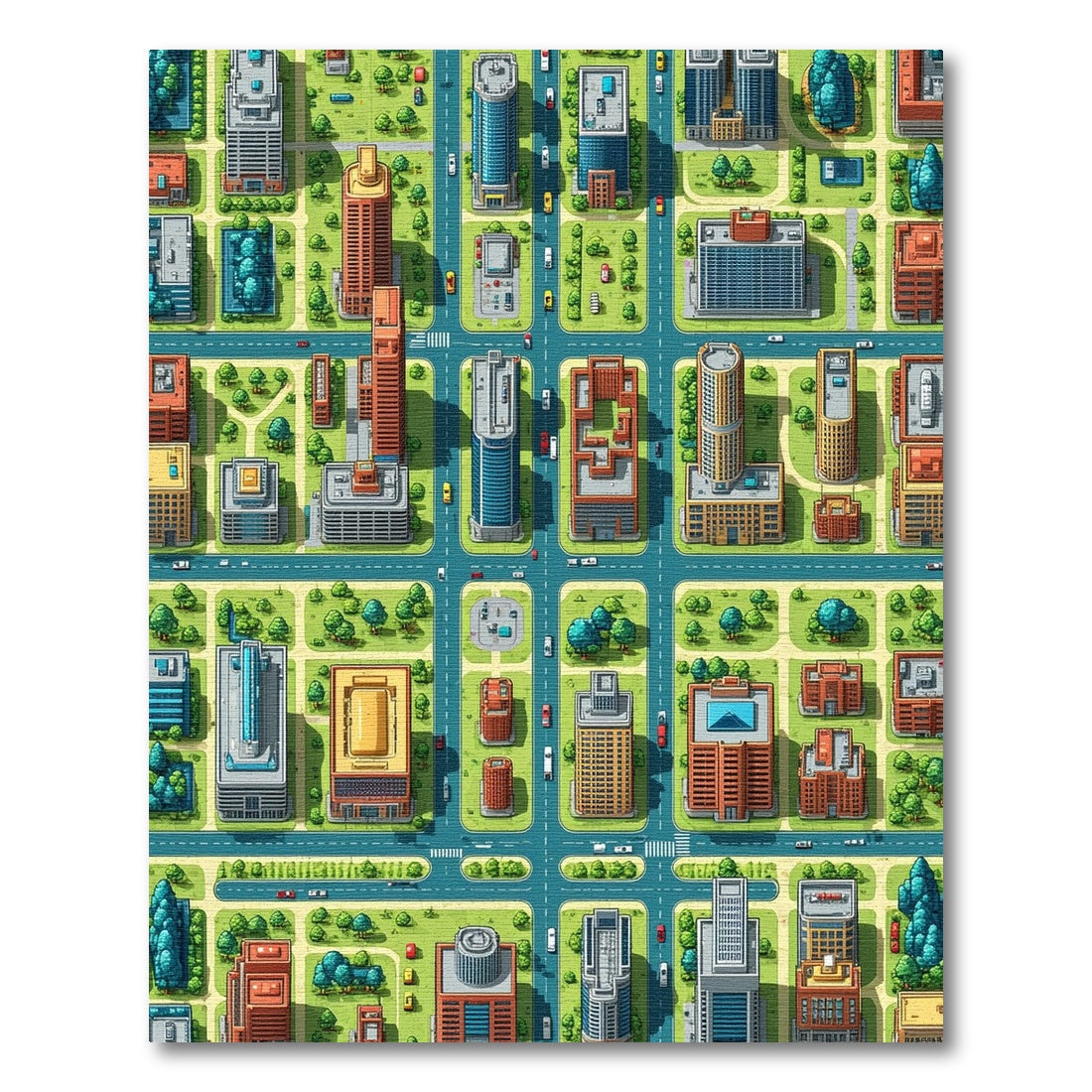 Vibrant Isometric City Grid Rug