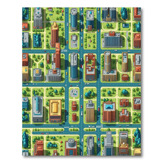 Vibrant Isometric City Grid Rug