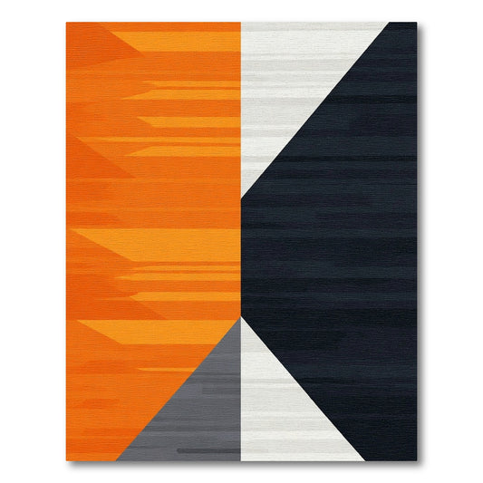 Abstract Orange Black Triangles Rug