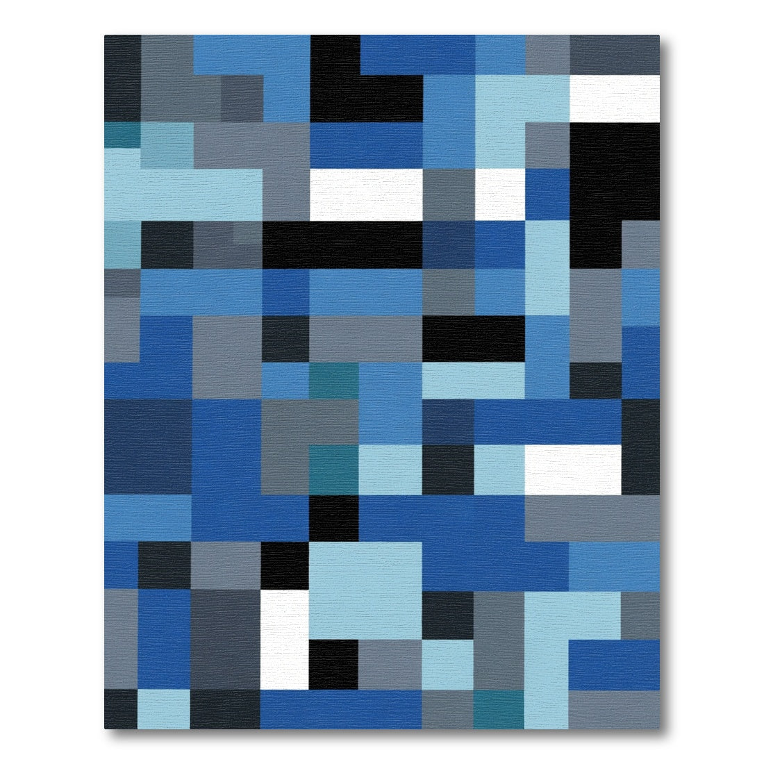Cool Blue Geometric Blocks Rug