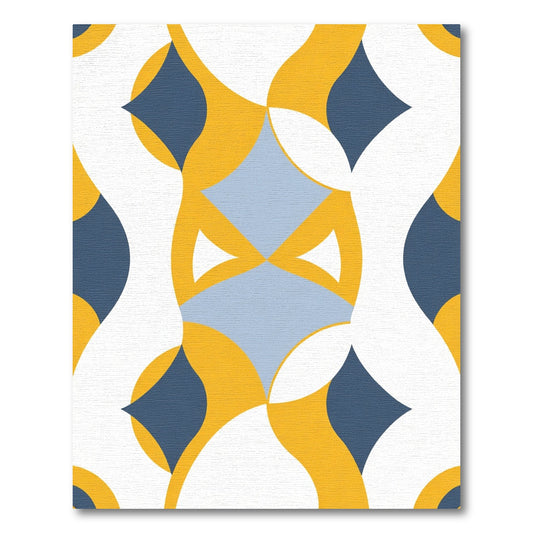 Modern Yellow Blue Geometric Quatrefoil Rug