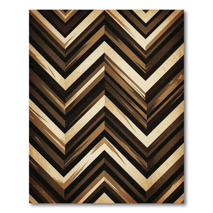 Earthy Brown Chevron Striped Rug