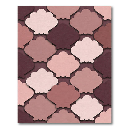 Blush Mauve Scalloped Shell Geometric Rug