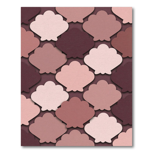 Blush Mauve Scalloped Shell Geometric Rug