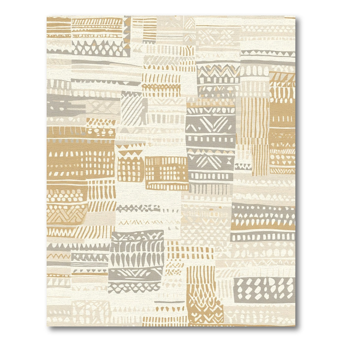 Earthy Neutral Patchwork Geometric Rug
