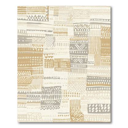 Earthy Neutral Patchwork Geometric Rug