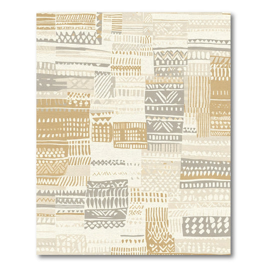 Earthy Neutral Patchwork Geometric Rug