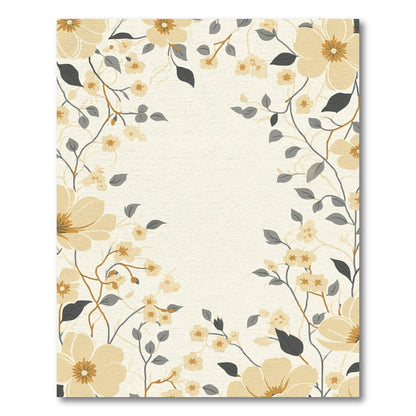Golden Cream Floral Branch Arrangement Rug