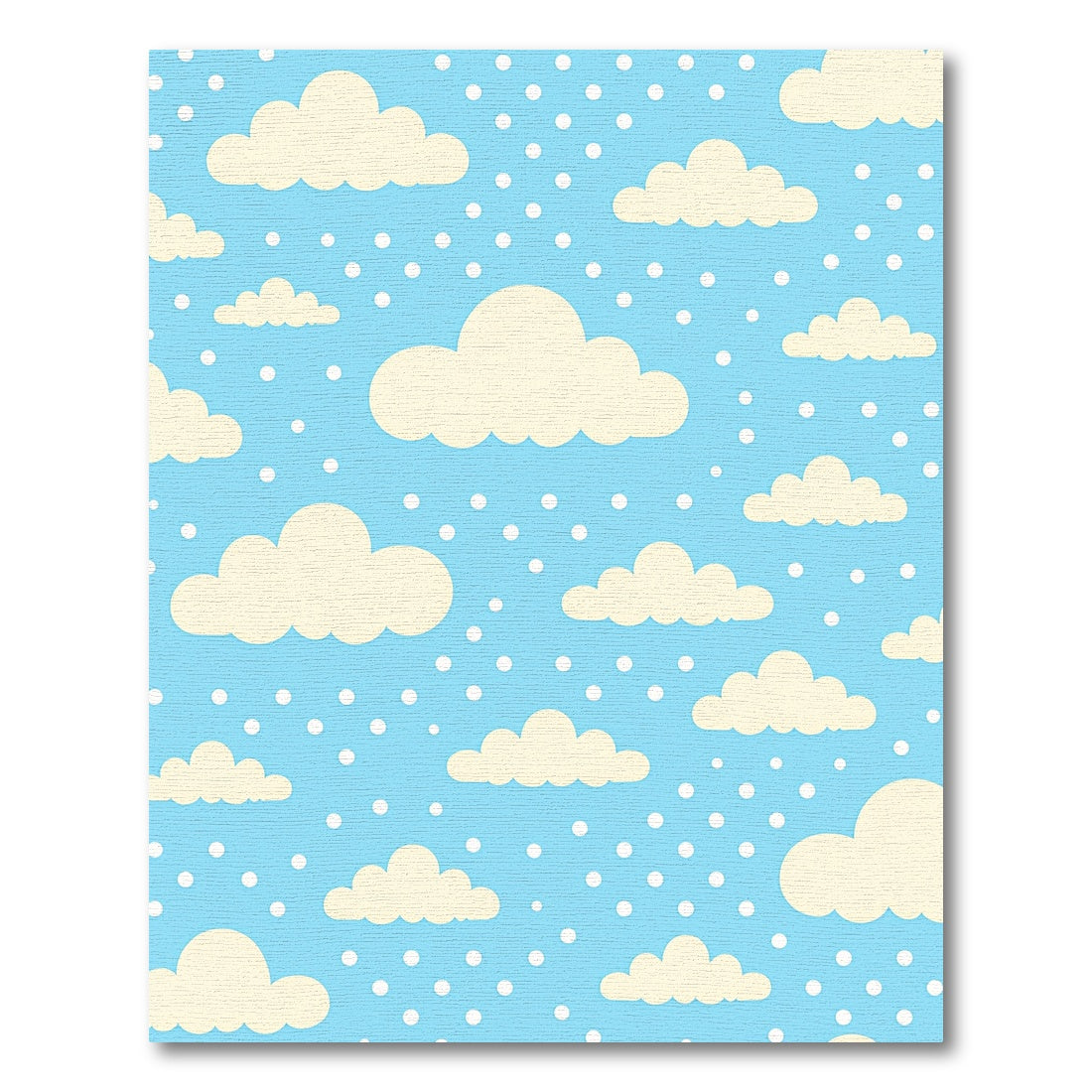 Whimsical Fluffy Clouds Blue Dots Rug