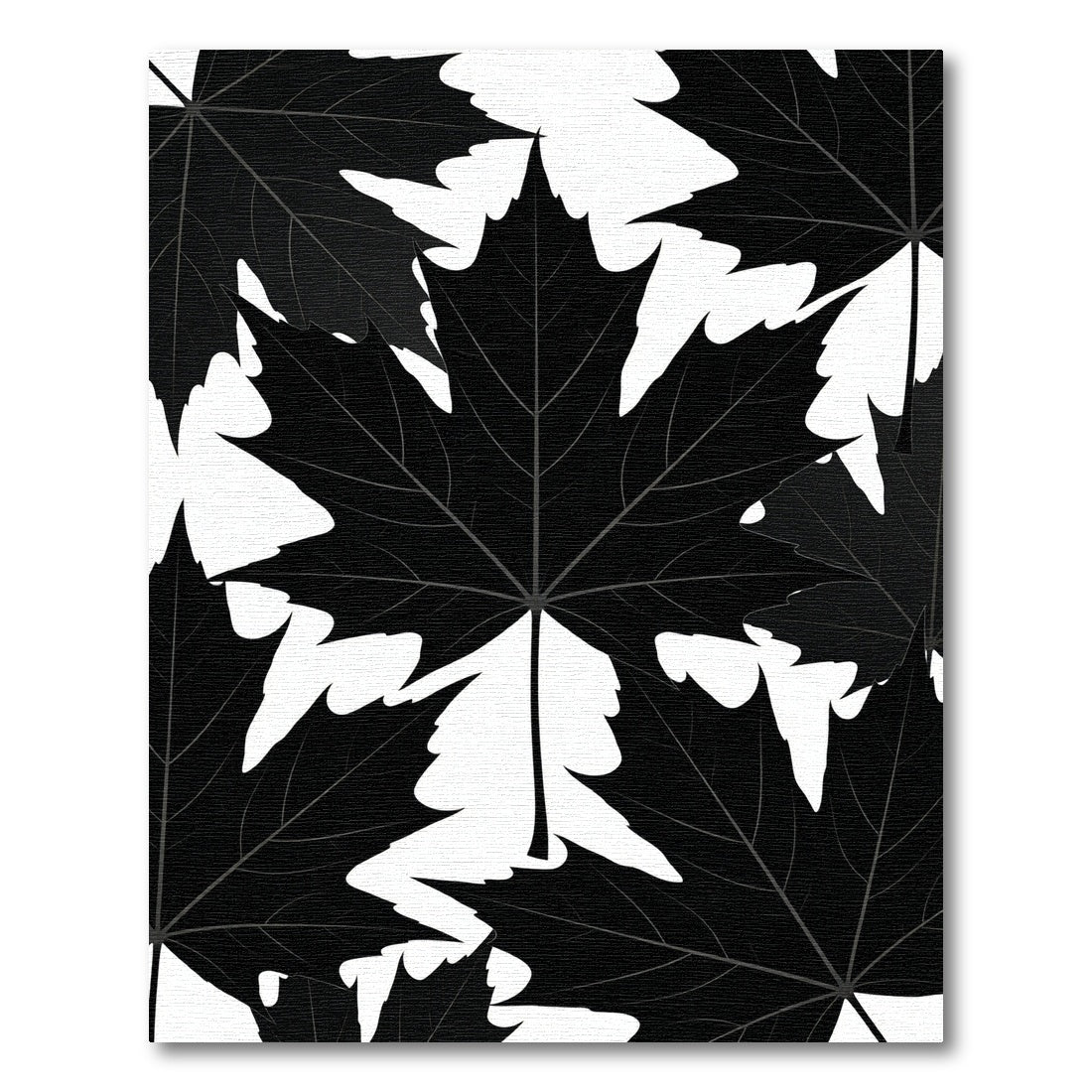 Monochromatic Black Maple Leaf Botanical Rug