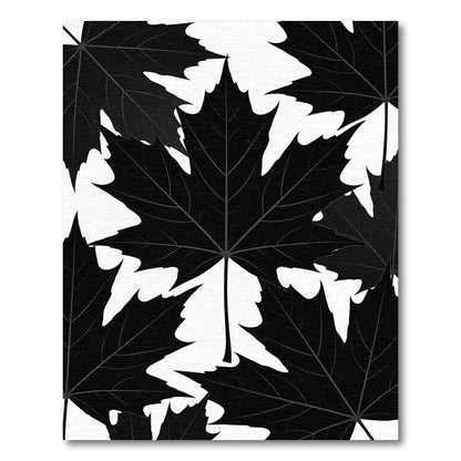 Monochromatic Black Maple Leaf Botanical Rug