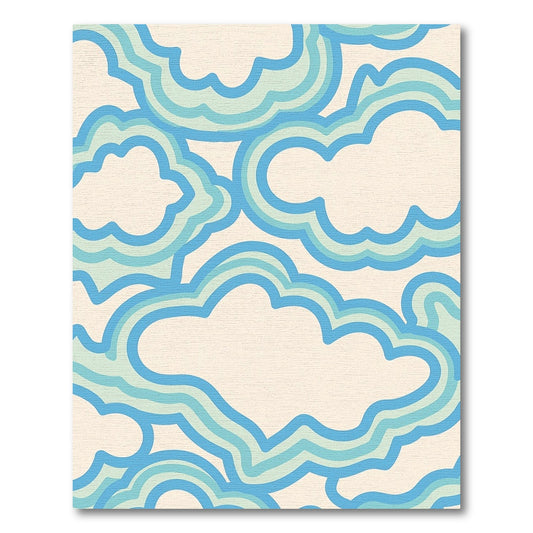 Whimsical Layered Blue Clouds Rug